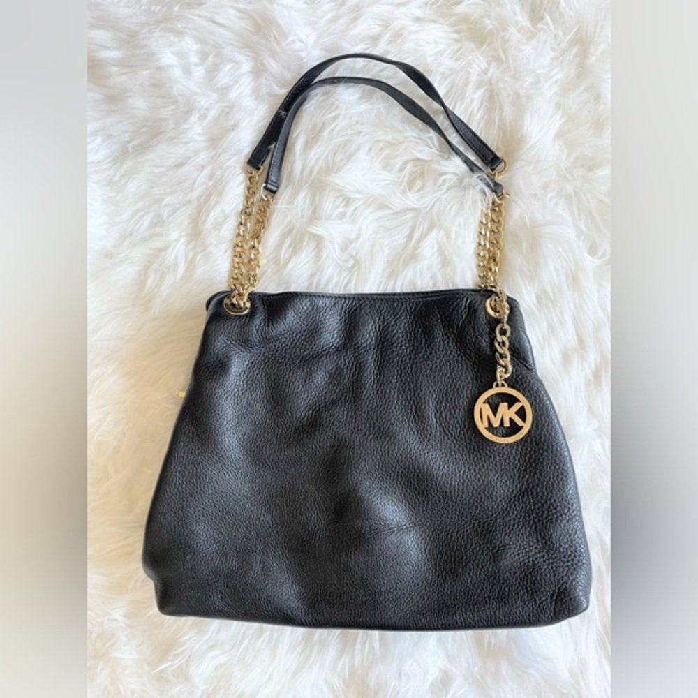 🔥Michael Kors | Hammered Leather Tote With Gold-Tone Metal Chain Handles